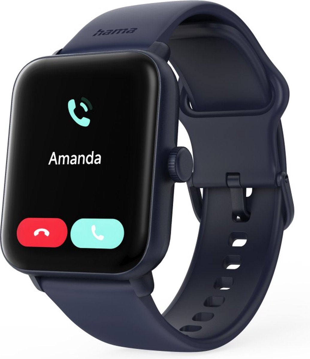 Hama Smartwatch 6010 – GPS Smartwatch with Phone Function, 44mm TFT Display, Waterproof, Blue
