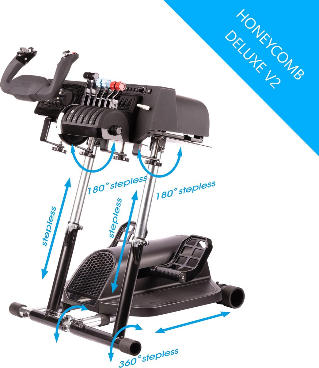 Wheel Stand Pro DELUXE V2 – Support for Honeycomb Yoke and Throttle (without Honeycomb hardware)