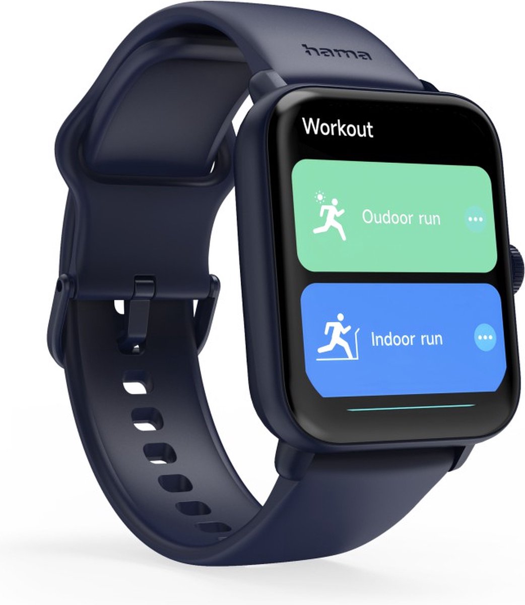 Hama Smartwatch 6010 – GPS Smartwatch with Phone Function, 44mm TFT Display, Waterproof, Blue