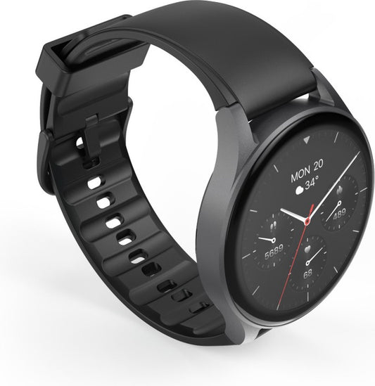 Hama Smartwatch 8900 – Montre Connectée Noire avec Fonction Téléphone, GPS, Écran AMOLED, Étanche & 110+ Modes Sport
