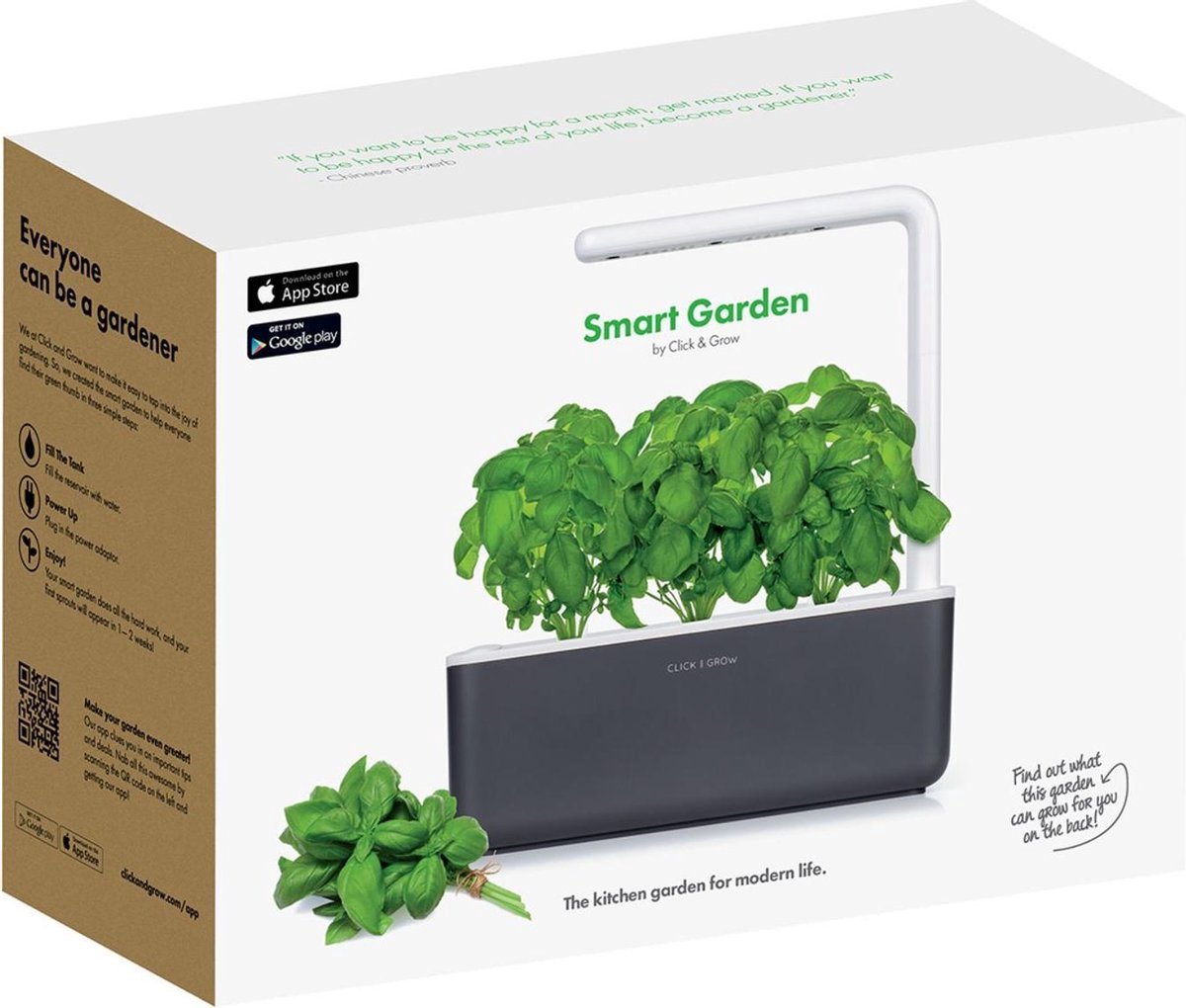 Click & Grow Smart Garden 3 Gris Foncé + Recharge Cuisine Asiatique (9 Capsules)