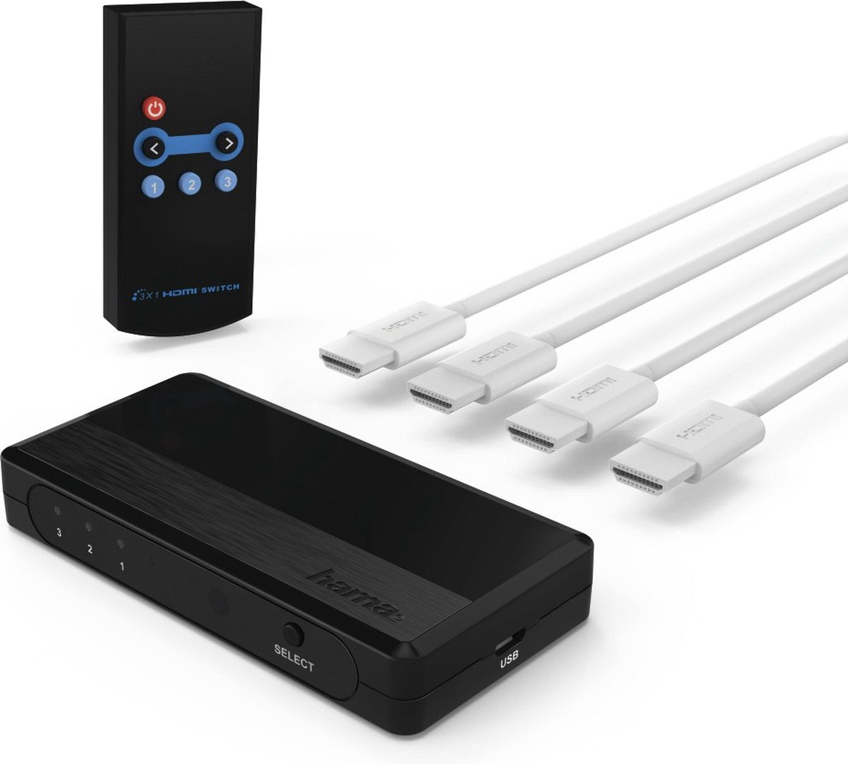 Hama HDMI™-Switch – 3 Eingänge, 1 Ausgang