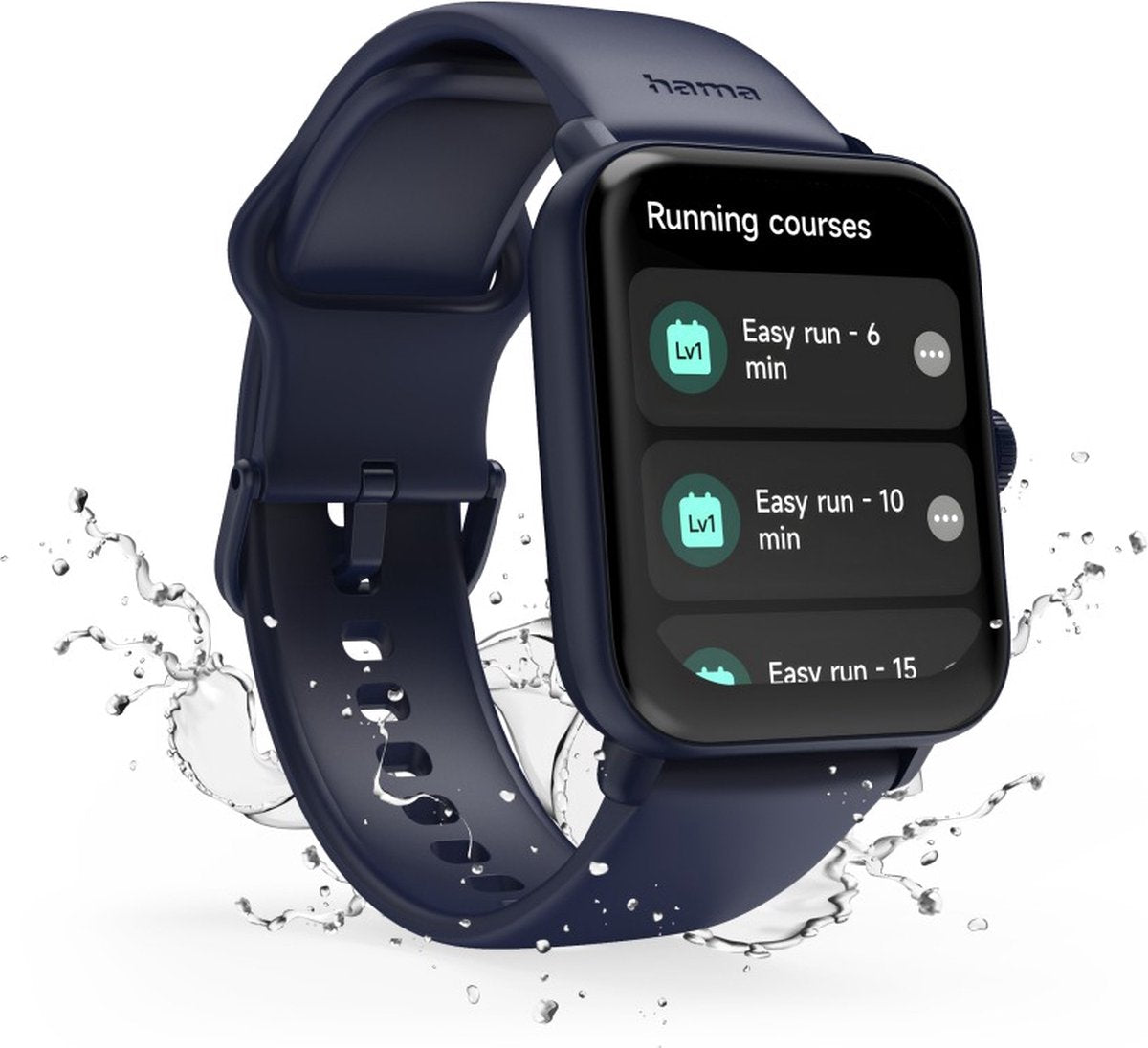 Hama Smartwatch 6010 – GPS Smartwatch with Phone Function, 44mm TFT Display, Waterproof, Blue