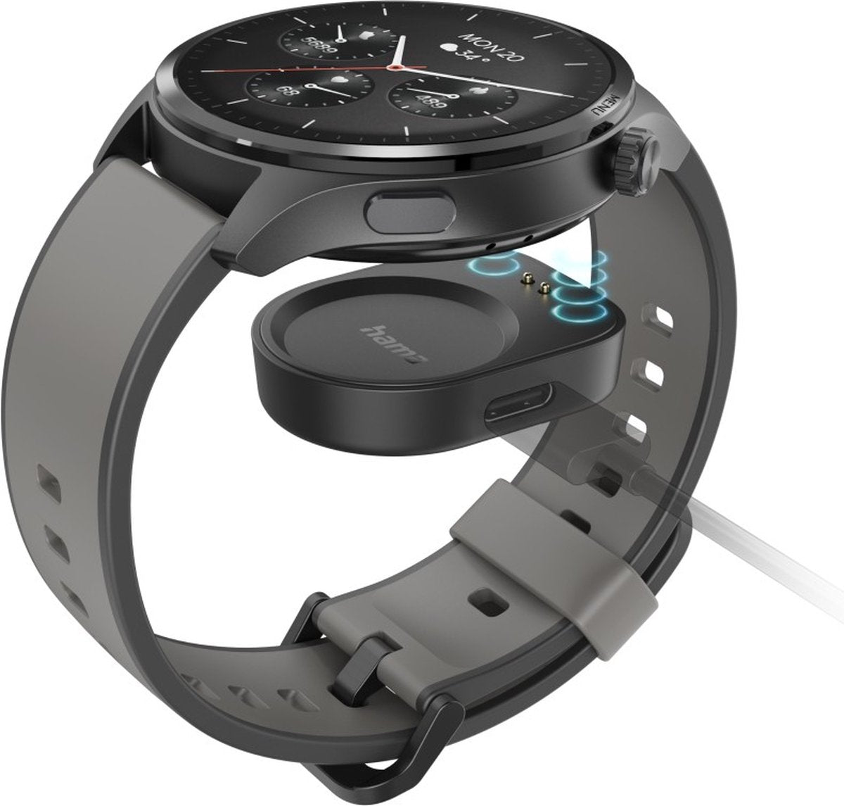 Hama Smartwatch 9000 – Anthracite Smartwatch with Calls, Bluetooth, Dual GPS, AMOLED 36 mm, Waterproof