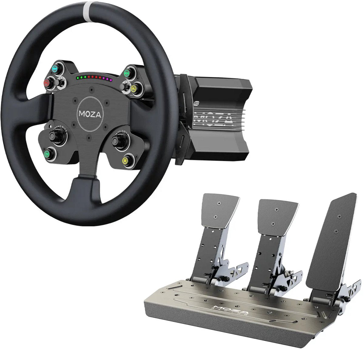 moza pedale Moza Racing Bundle – R12 V2 Basis + CS V2P Lenkrad + SR-P Pedale – Urban-Tech