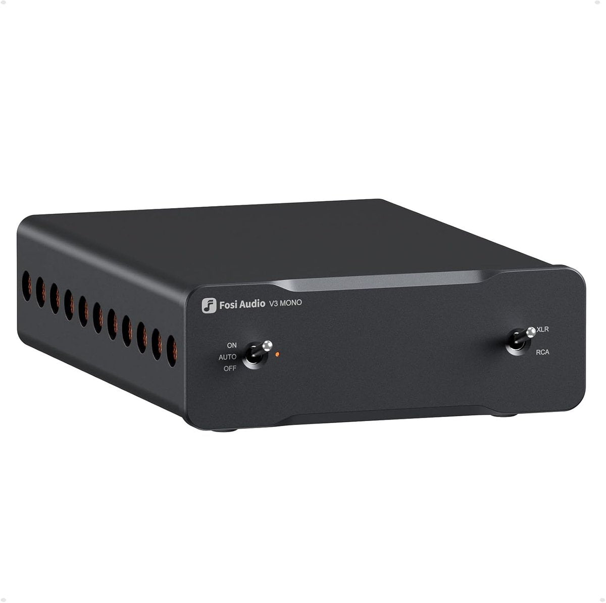 Fosi Audio V3 Mono-Leistungsverstärker der Klasse D – 240 W – Symmetrische RCA/XLR-Eingänge – 48 V 5 A Netzteil enthalten