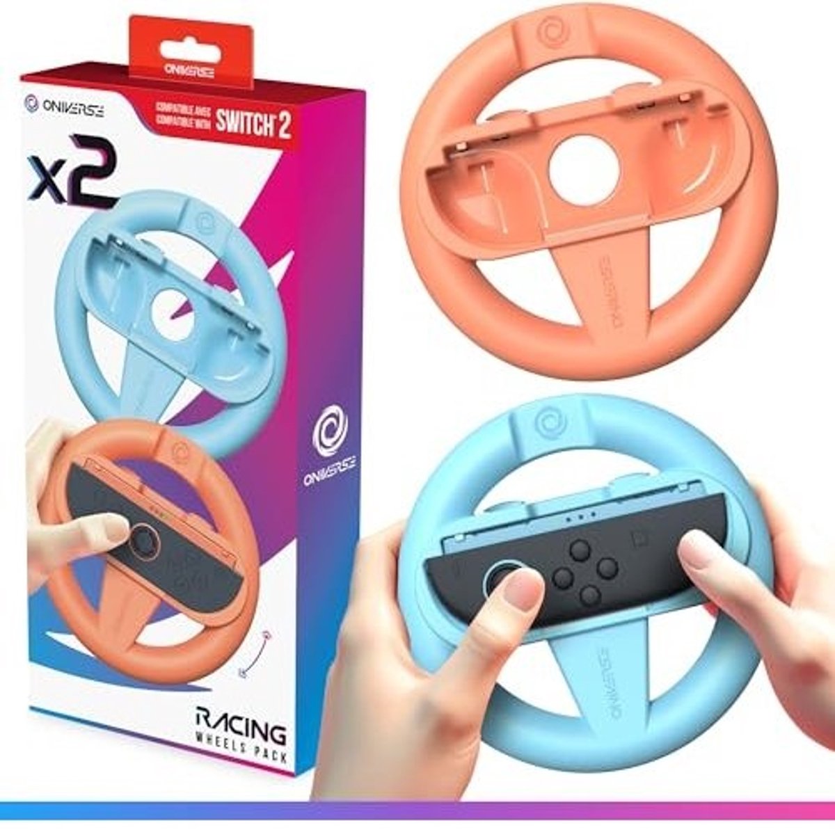 Oniverse Nintendo Switch 2 Pack Gaming Complet – Volant + Pack 8-en-1 + Station de Charge