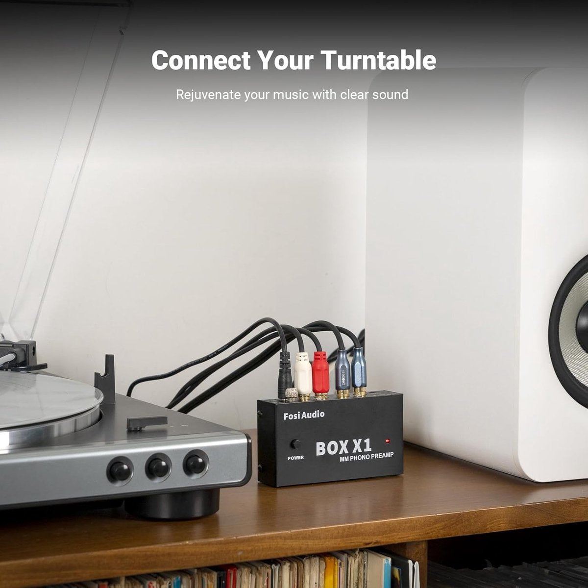 Fosi Audio Box X1 Phono-Vorverstärker für MM-Plattenspieler mit Cinch- und Kopfhörerausgang