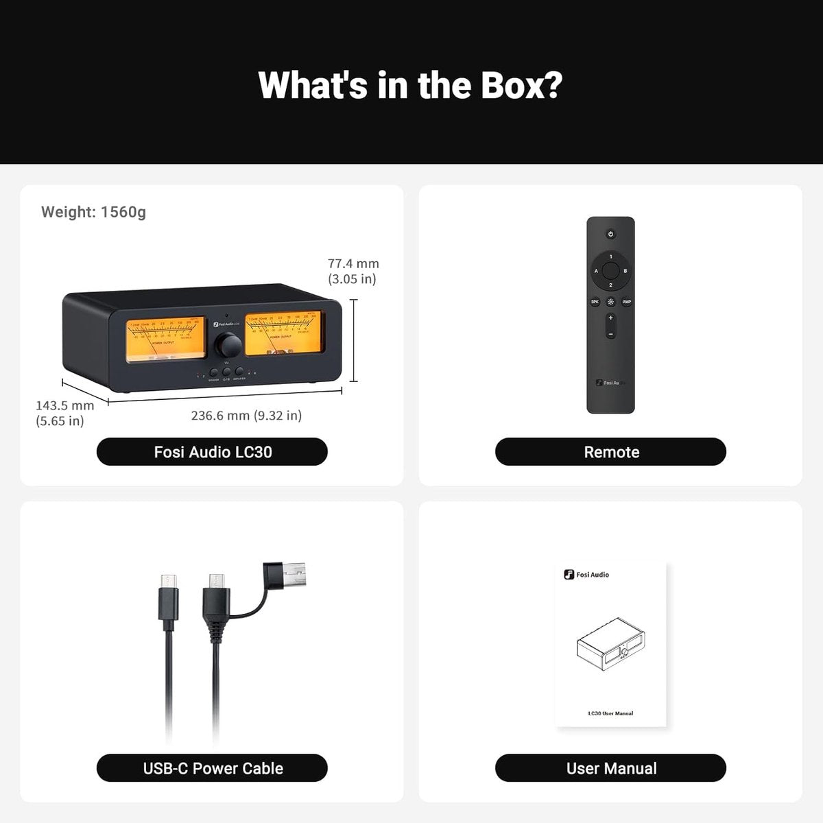 Fosi Audio LC30 2-Wege-Analog-Audio-Selector-Box mit VU-Meter – Für HiFi-Verstärker und passive Lautsprecher