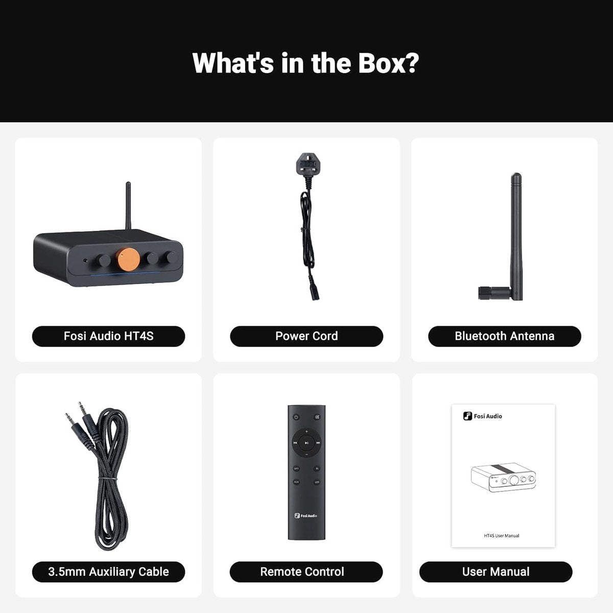 Fosi Audio HT4S Bluetooth 4.1/5.0 Leistungsverstärker – 4 Kanäle