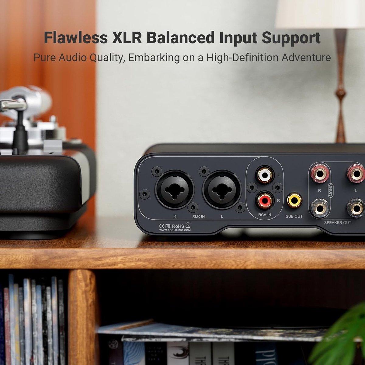 Fosi Audio ZA3 HiFi-Stereo/Mono-Verstärker – Symmetrische XLR- und Cinch-Eingänge – mit 12-V-Trigger
