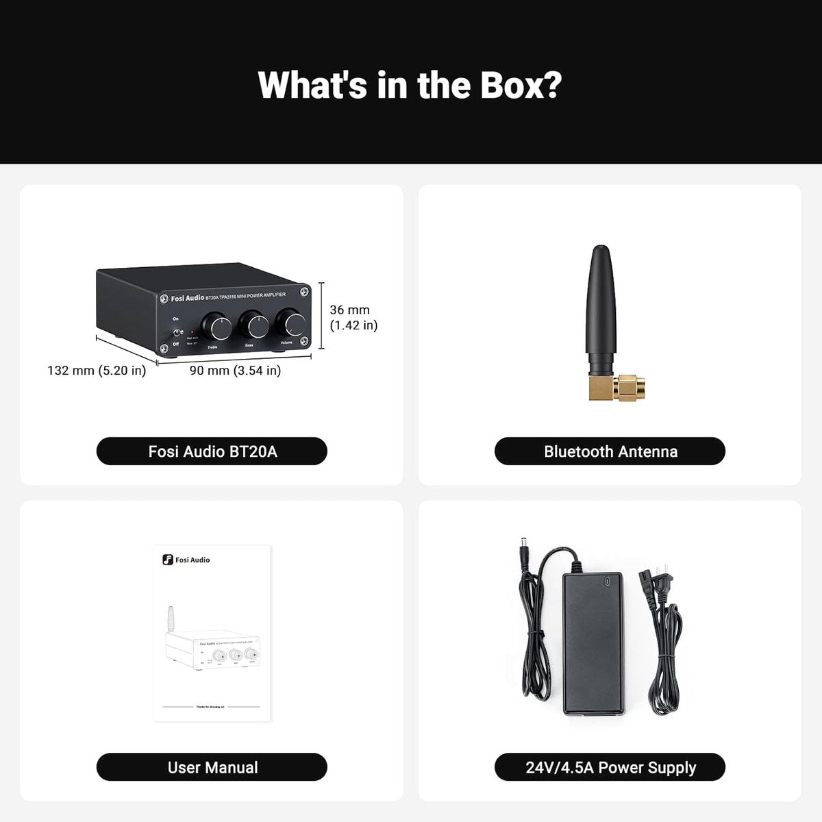 Fosi Audio BT20A HiFi-Stereoverstärker – Bluetooth 5.0 – 2 x 100 W