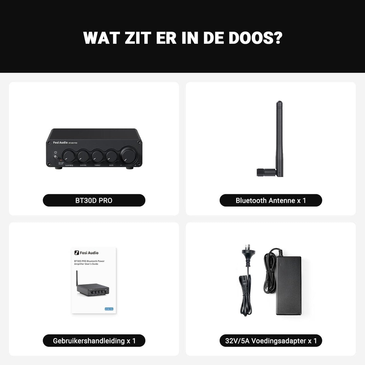 Fosi Audio BT30D Pro HiFi-Stereo-Verstärker-Receiver Bluetooth 5.0 – 2.1 Kanäle – TPA3255 – 2 × 165 W + 350 W Subwoofer