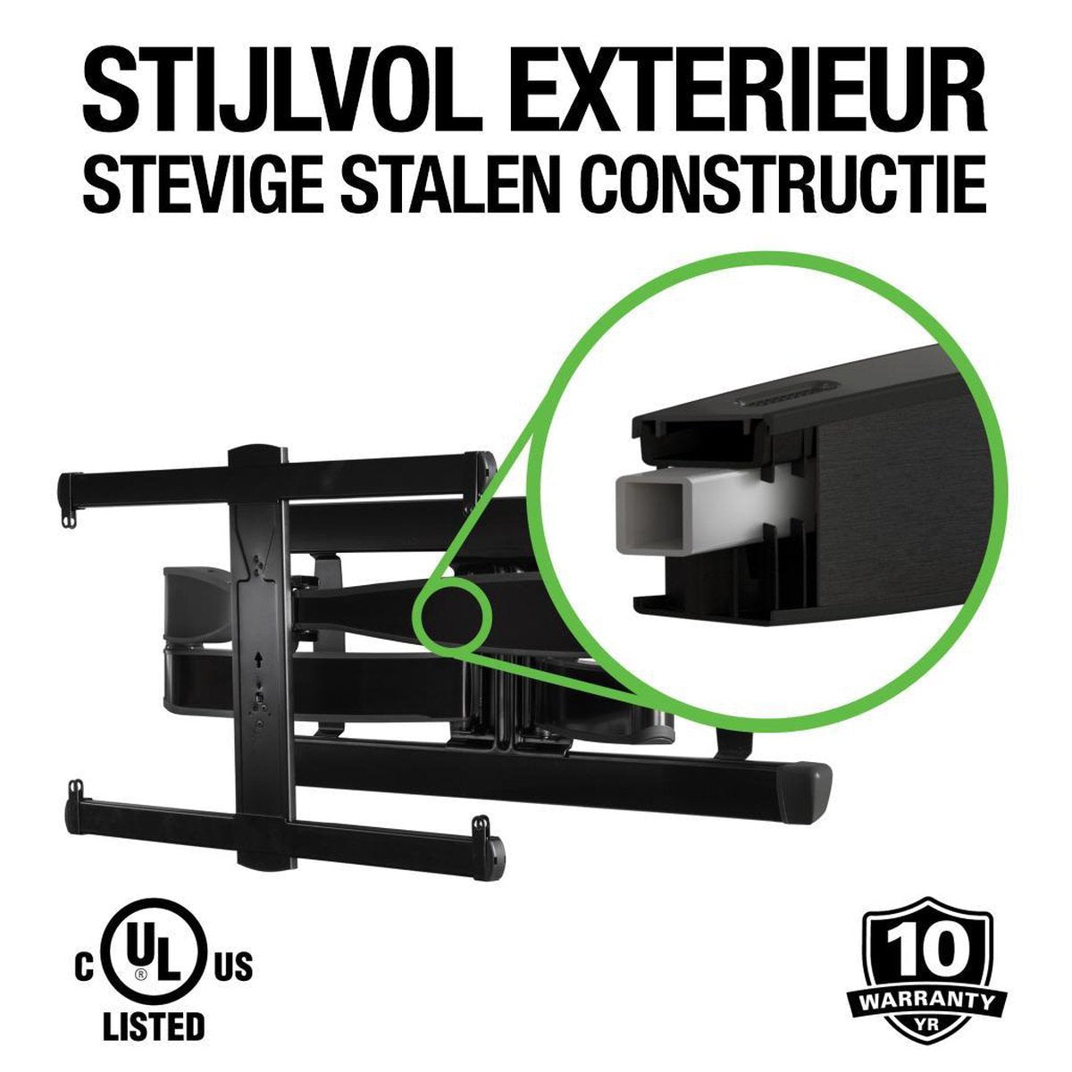 Sanus VLF728 TV Wall Mount – Full Motion – Black