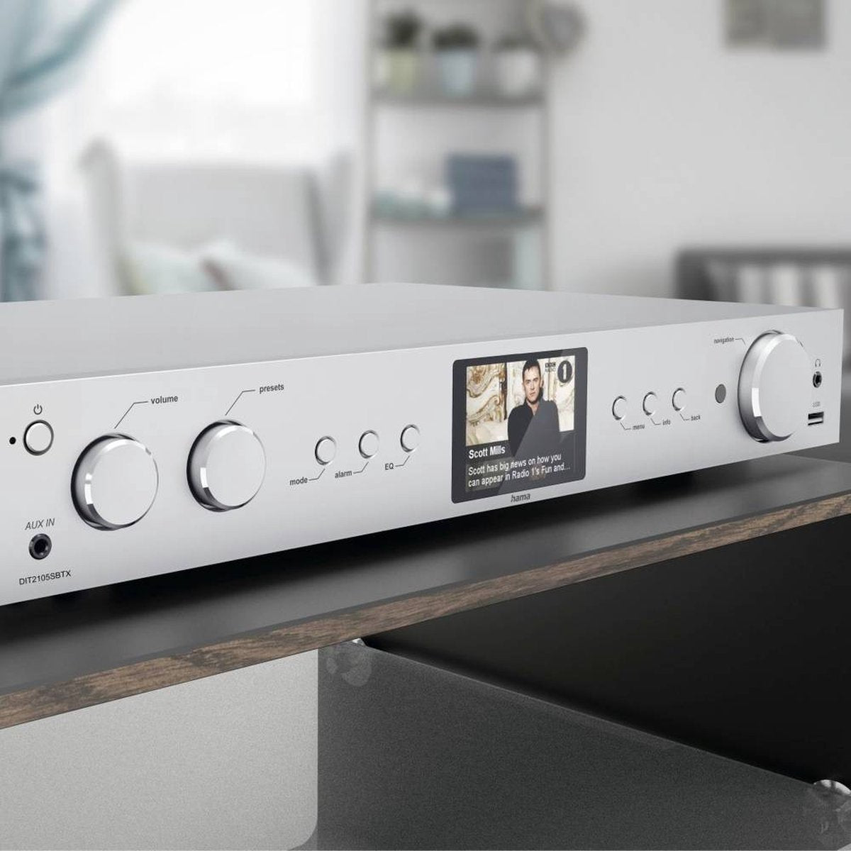 Hama Hifi‑tuner DIT2105SBTX DAB+/Radio Internet/Bluetooth® RX & TX/App – Argent