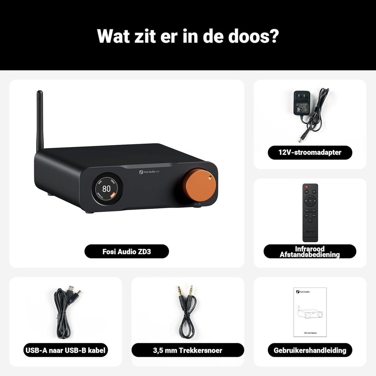 Fosi Audio ZD3 DAC Desktop-Vorverstärker – ES9039Q2M – HDMI ARC, Bluetooth, USB, Optisch, Koaxial – XLR/Cinch-Ausgänge mit Fernbedienung
