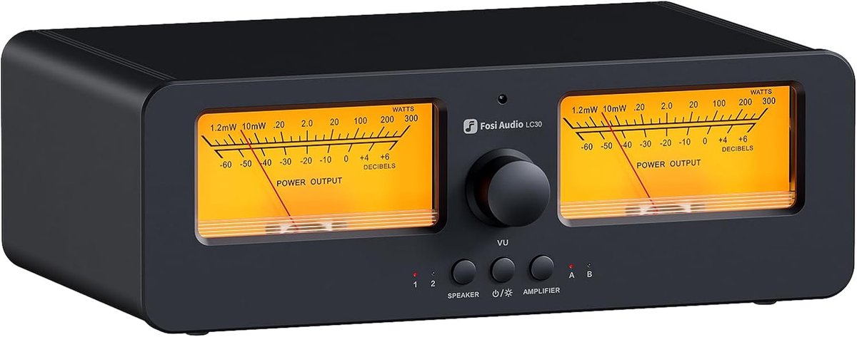 Fosi Audio LC30 2-Wege-Analog-Audio-Selector-Box mit VU-Meter – Für HiFi-Verstärker und passive Lautsprecher