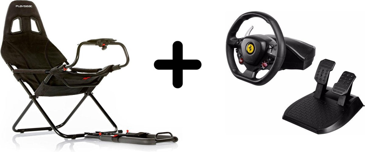 Playseat Challenge + Thrustmaster T80 Ferrari 488 GTB – Simulation seat + Steering wheel with pedals – Compatible with PS4 & PS5