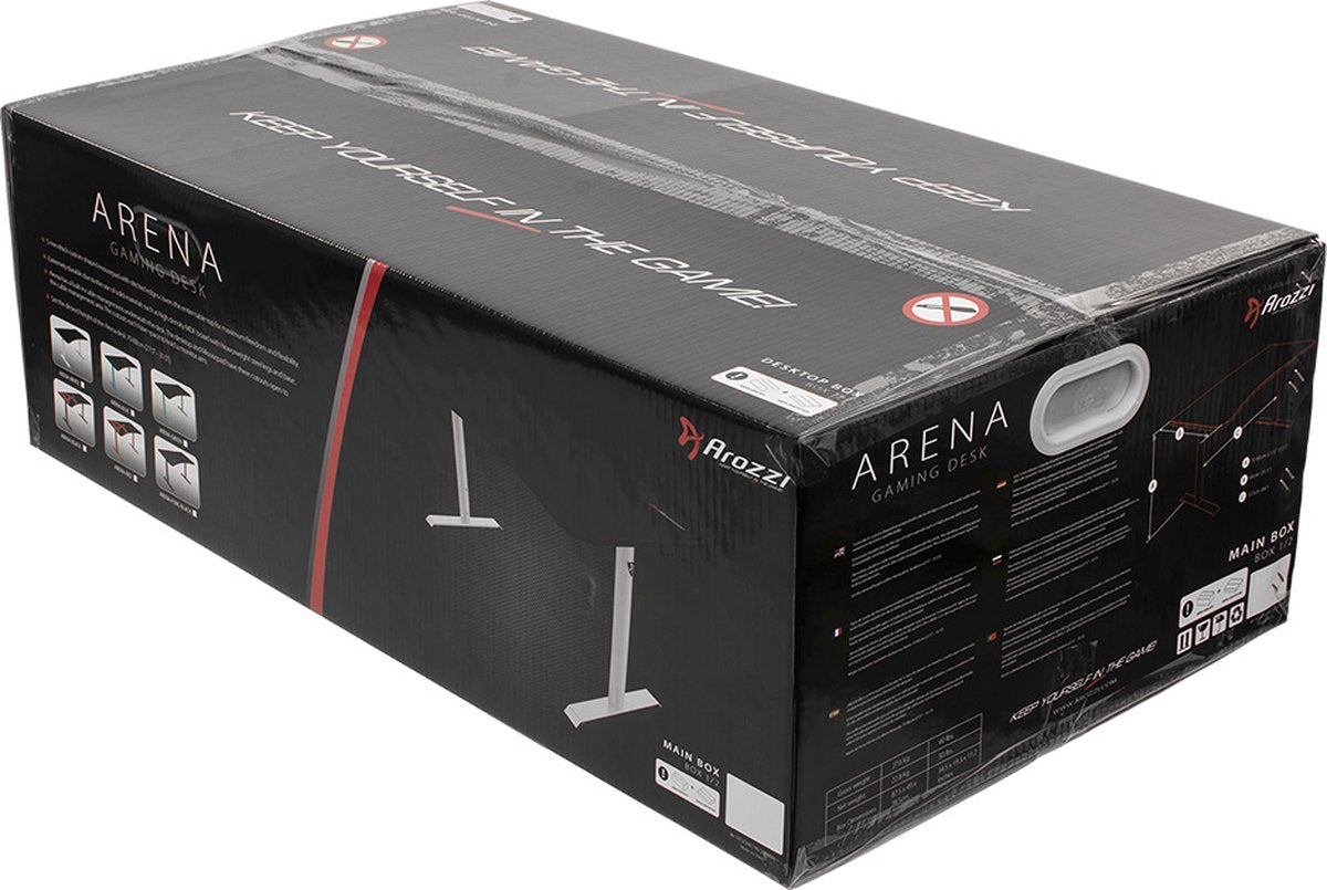 Arozzi Arena Gaming Desk - Crawling Chaos Bundle - Ergonomic Gaming Desk - Extra Large - Black/Red