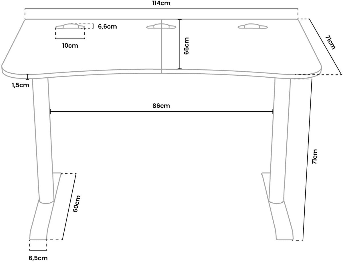 Arozzi Arena Small - Compact Gaming Desk - Pure Black