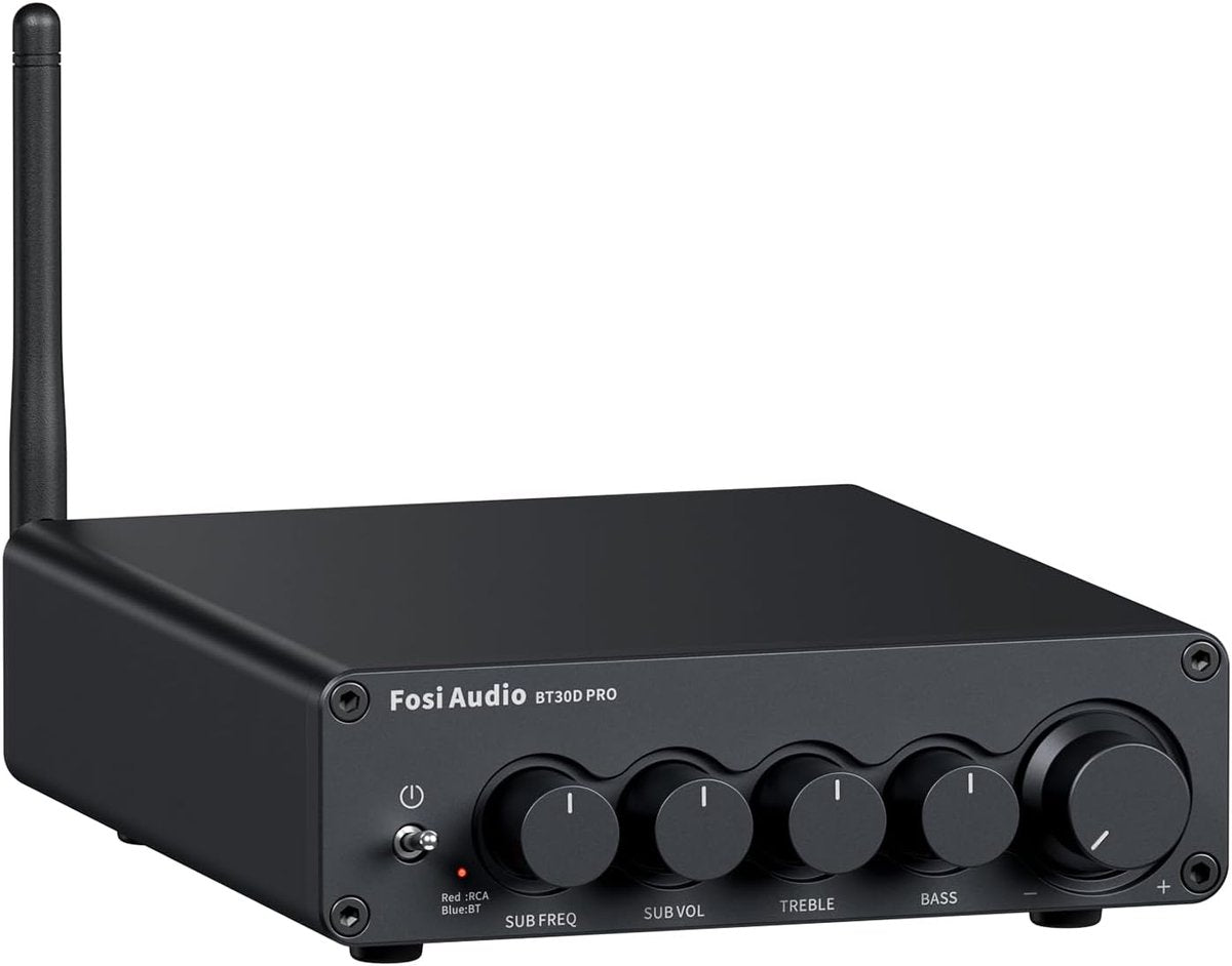 Fosi Audio BT30D Pro HiFi-Stereo-Verstärker-Receiver Bluetooth 5.0 – 2.1 Kanäle – TPA3255 – 2 × 165 W + 350 W Subwoofer
