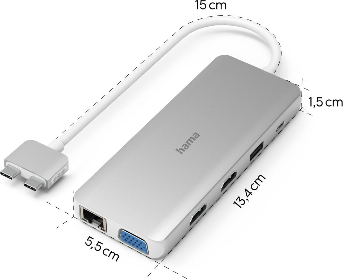 Hama USB-C Hub Multiport - 12 ports - pour Apple MacBook Air et Pro