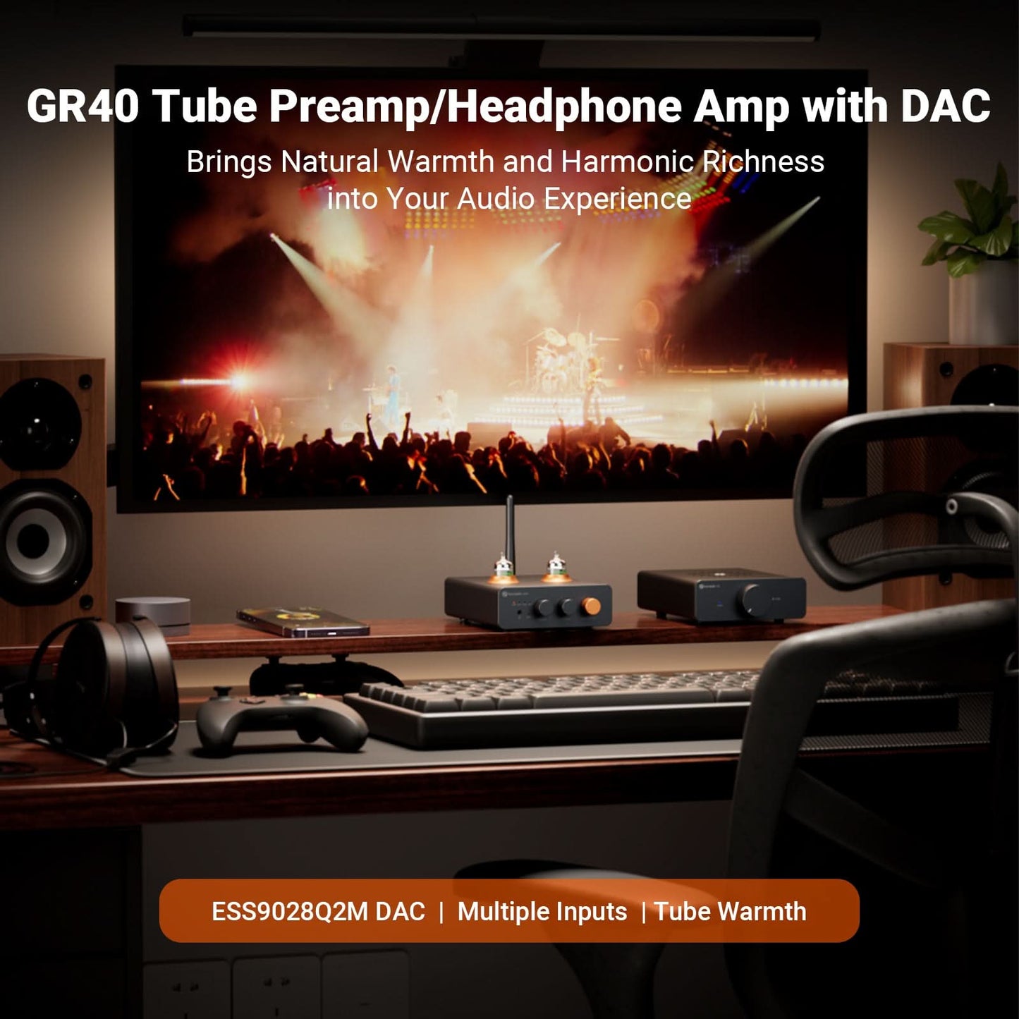 Fosi Audio GR40 – HiFi-Röhren-DAC mit Kopfhörerverstärker und Vorverstärker – hochauflösende USB-/optische/koaxiale Dekodierung