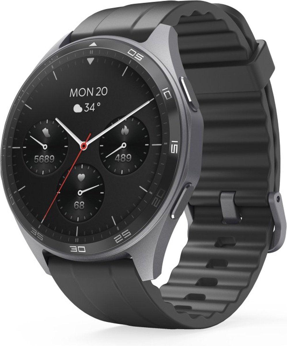 Hama Smartwatch 7010 – Anthrazit – Telefon, Bluetooth, GPS, Health, AMOLED, 110+ Sportmodi – 36 mm