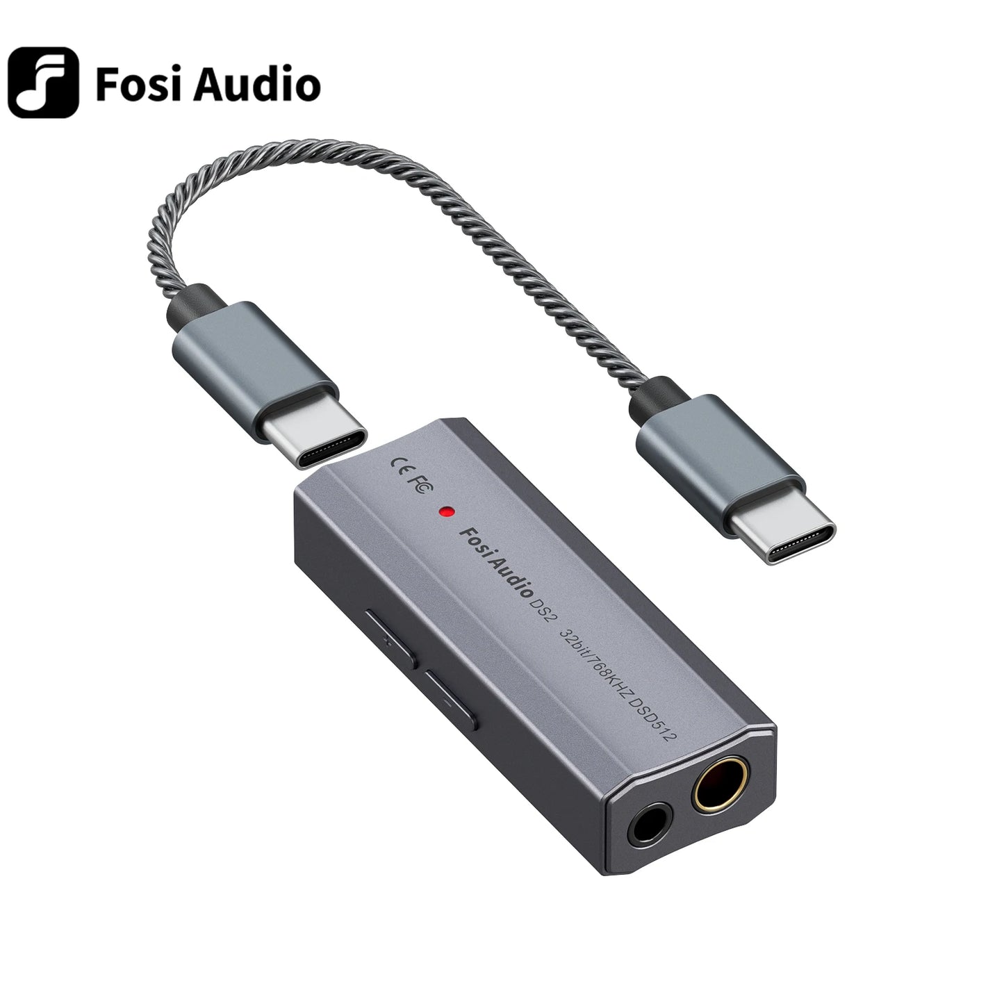 Fosi Audio DS2 USB-C auf 3,5-mm-Klinken-DAC – Tragbarer Kopfhörerverstärker mit zwei Ausgängen für iPhone, iPad Pro, Android-Telefone