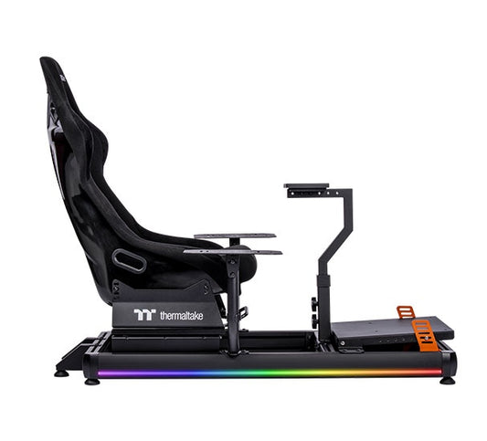 Thermaltake GF500 – Flugsimulationscockpit – Verstärktes Stahlchassis – Verstellbarer Schalensitz – Kompatibel mit PC, Xbox und PlayStation – Schwarz