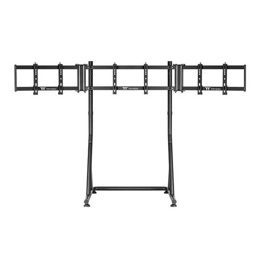 Thermaltake Triple Racing Monitorständer – Dreifache Bildschirmstütze – Verstellbarer Stahlrahmen – Kompatibel mit Monitoren von 32" bis 49" – Schwarz