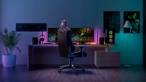 Corsair TC200 Fabric Fauteuil Gaming, Forme Standard (Soutien Durable, Revêtement en Tissu Doux, Support Lombaire en Mousse Intégré, Accoudoirs 4D) Noir/Noir