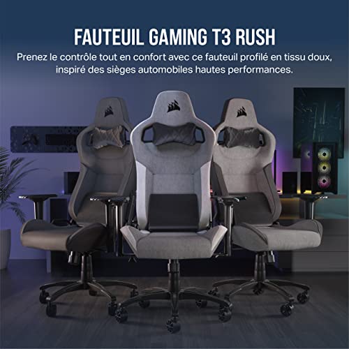 Corsair T3 Rush Chaise de Jeu, Charcoal & Grey