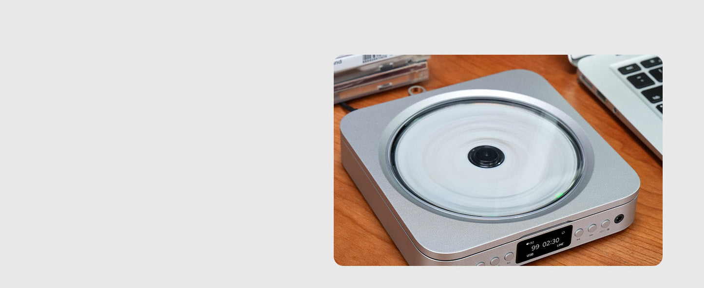 Fosi Audio Merak Silver – HiFi CD Player with DAC and Headphone Amp