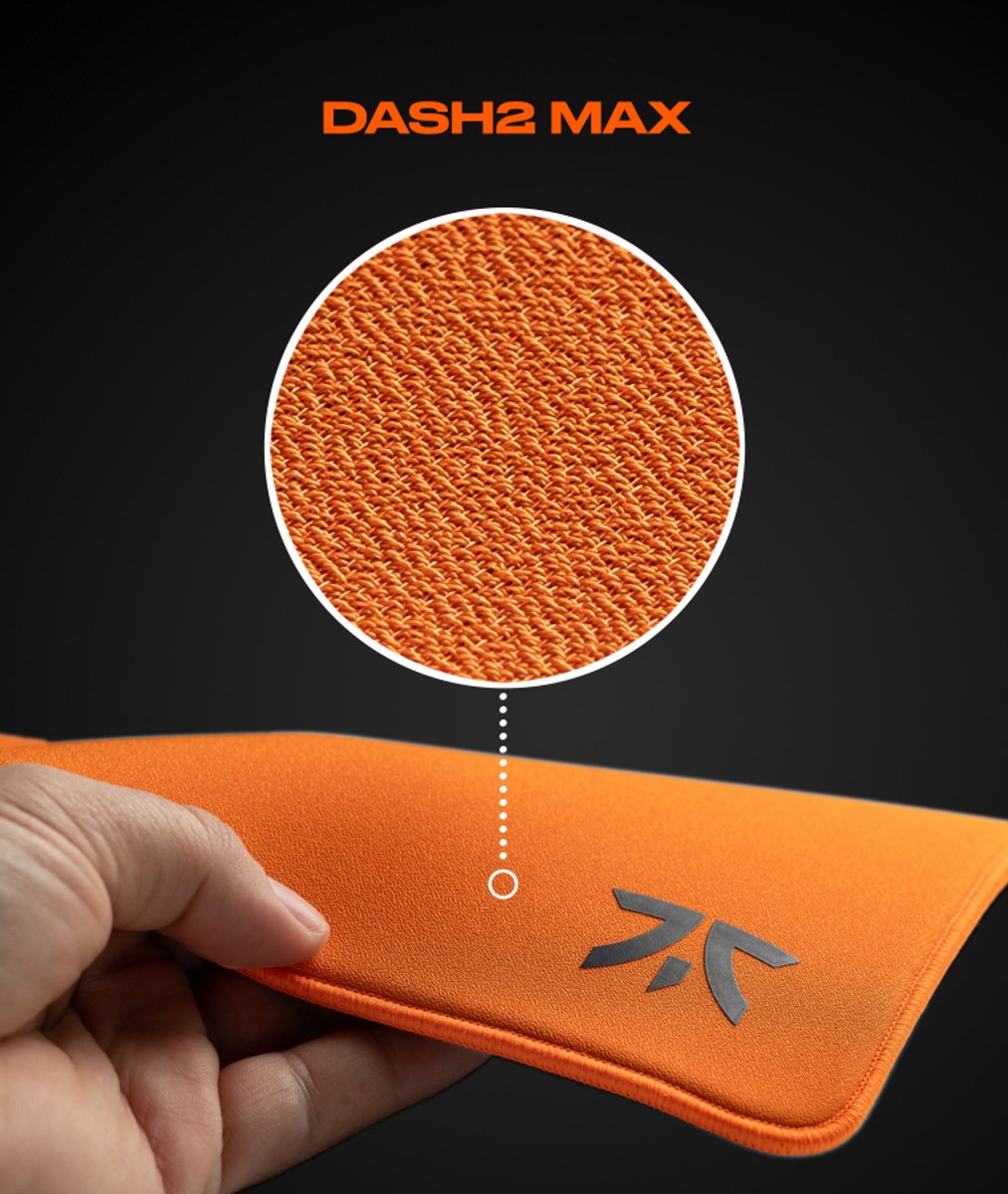 Fnatic DASH2 MAX – Gaming-muismat – Groot formaat 480×400 mm – Getextureerd oppervlak – 6 mm Poron-schuim – Oranje