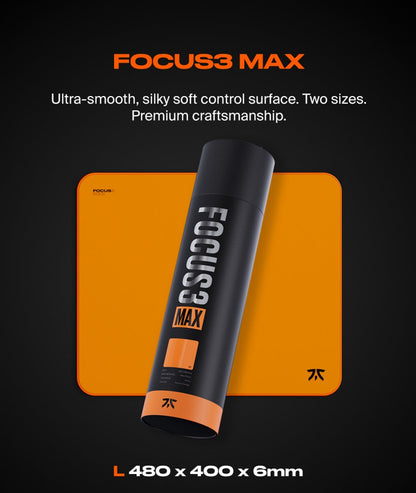 Fnatic FOCUS 3 MAX L – Gaming-muismat – Microgetextureerd textieloppervlak – Antislipbasis – Kleur oranje