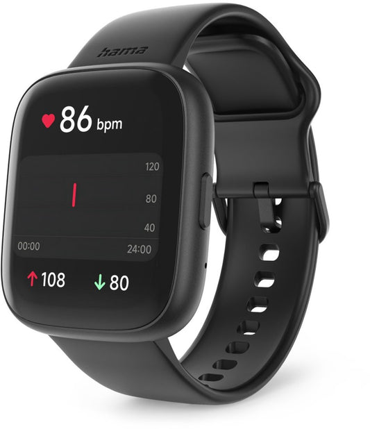 Hama Smartwatch "4000" - avec fonction téléphone, analyse du sommeil, étanche - 46 mm - Noir