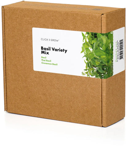 Click & Grow Smart Garden 9, Blanc + Pack de 9 Capsules Basilic – Potager d’intérieur intelligent avec assortiment de basilic