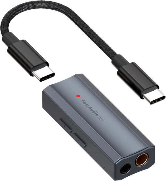 Fosi Audio DS2 USB-C auf 3,5-mm-Klinken-DAC – Tragbarer Kopfhörerverstärker mit zwei Ausgängen für iPhone, iPad Pro, Android-Telefone