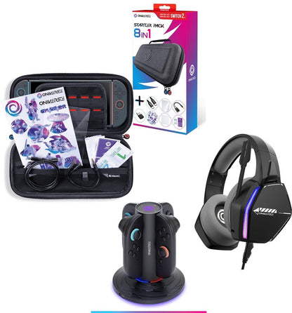 Oniverse Nintendo Switch 2 Compleet Gaming Bundel – Nebula Gaming Headset + 8-in-1 Starterpakket + Oplaadstation