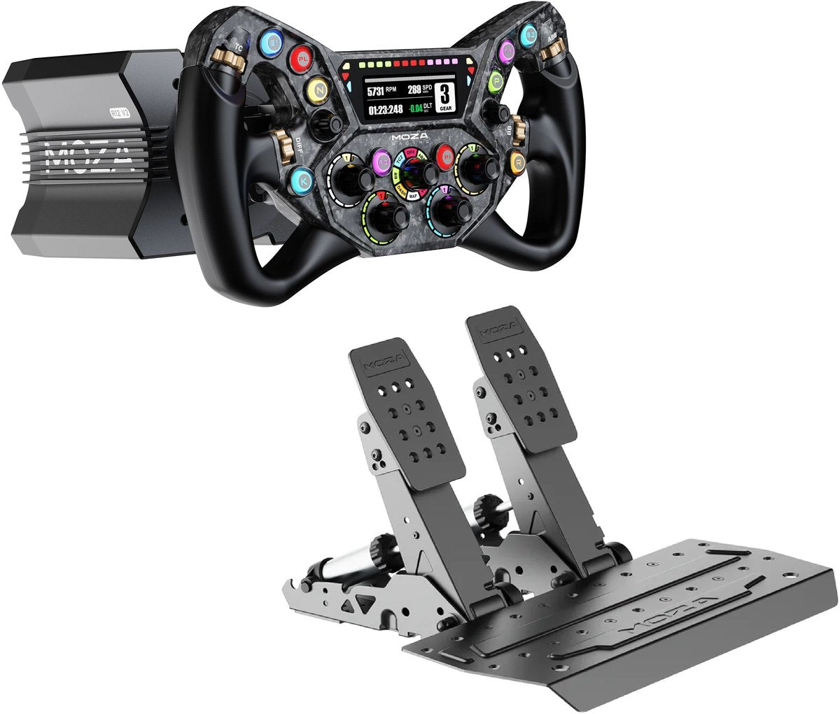 MOZA R12 V2 + KS Pro + SRP2 – Direct Drive Sim Racing Bundle 12 Nm PC