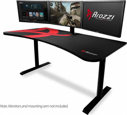 Arozzi Arena - Gaming Desk - Red Frame + Arena Box2 Top - Black