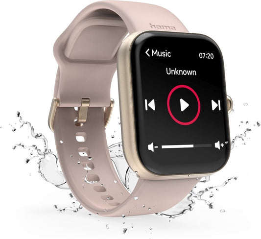 Hama Smartwatch 5000 – Pink Smartwatch with Phone, Waterproof, Sleep Analysis – 47 mm