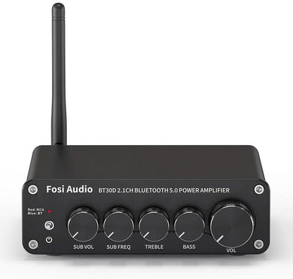 Fosi Audio BT30D - 2.1-kanaal Eindversterker - Bluetooth 5.0 - met Bass- en Trebleregeling