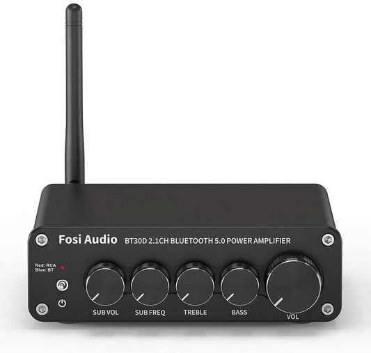 Fosi Audio BT30D - 2.1-kanaal Eindversterker - Bluetooth 5.0 - met Bass- en Trebleregeling