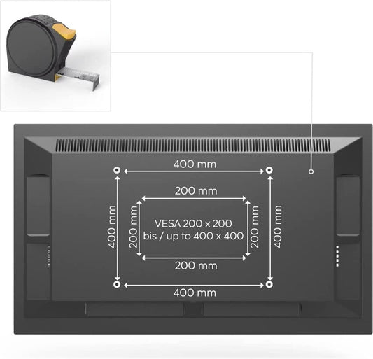 Hama Support Mural TV Orientable 3 Étoiles – 2 Bras – VESA 400x400 – Noir