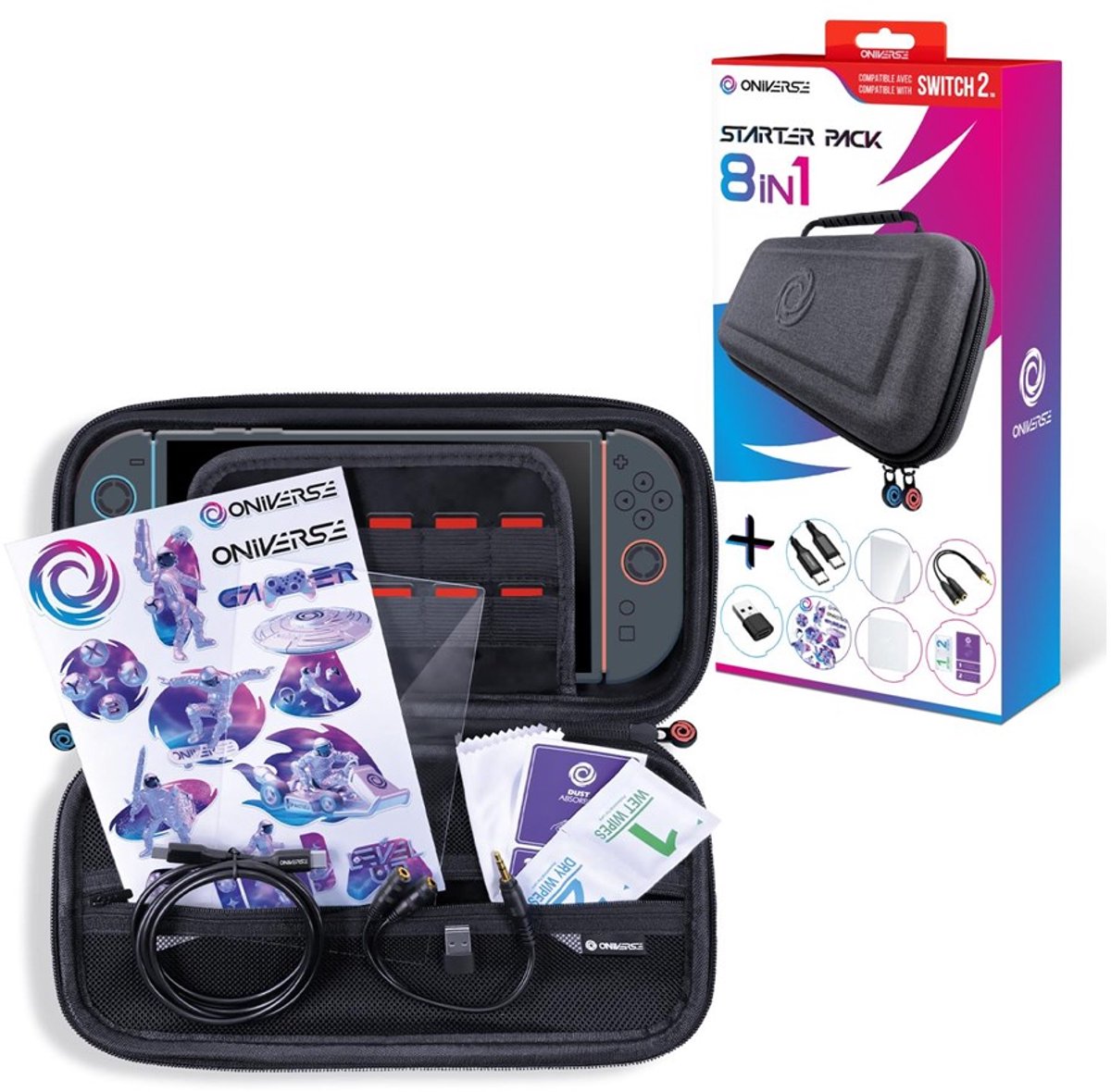 Oniverse Nintendo Switch 2 Bundle Gaming Complet – Casque Nebula + Pack 8-en-1 + Station de Charge