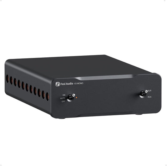 Fosi Audio V3 Mono-Leistungsverstärker der Klasse D – 240 W – Symmetrische RCA/XLR-Eingänge – 48 V 5 A Netzteil enthalten