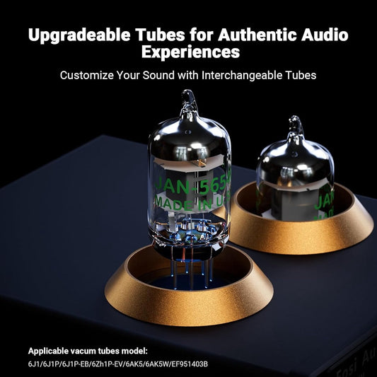 Fosi Audio Box X2 HiFi-Röhren-Phono-Vorverstärker für MM-Plattenspieler mit Multifunktionsknopf, einstellbarer Verstärkung, 3,5-mm-AUX-Eingang und Cinch-Ausgang
