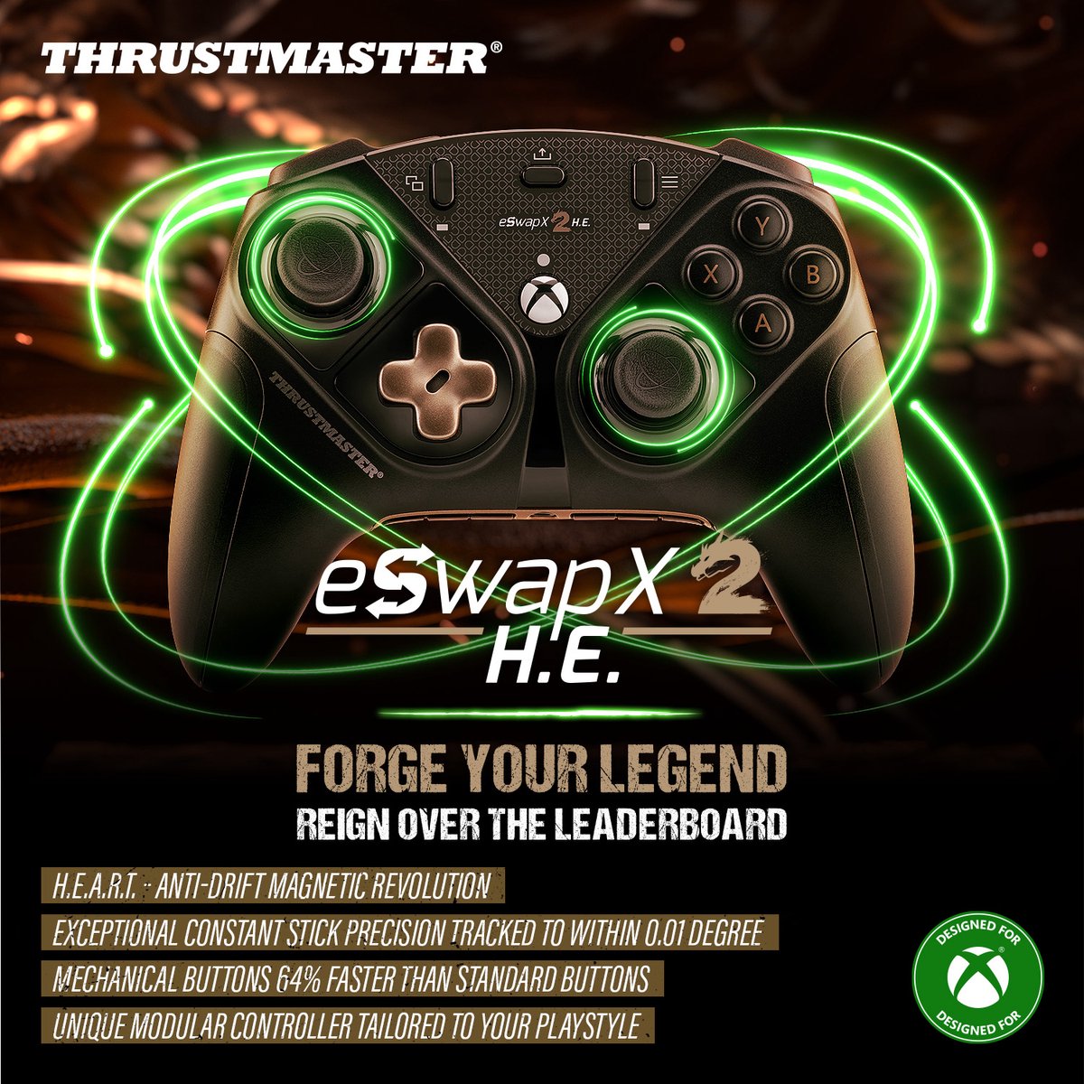 Thrustmaster ESWAP X2 H.E. Pro – Modulaire bedrade gamecontroller – Mechanische T-MOD-knoppen – Compatibel met Xbox Series X/S en PC – Zwart
